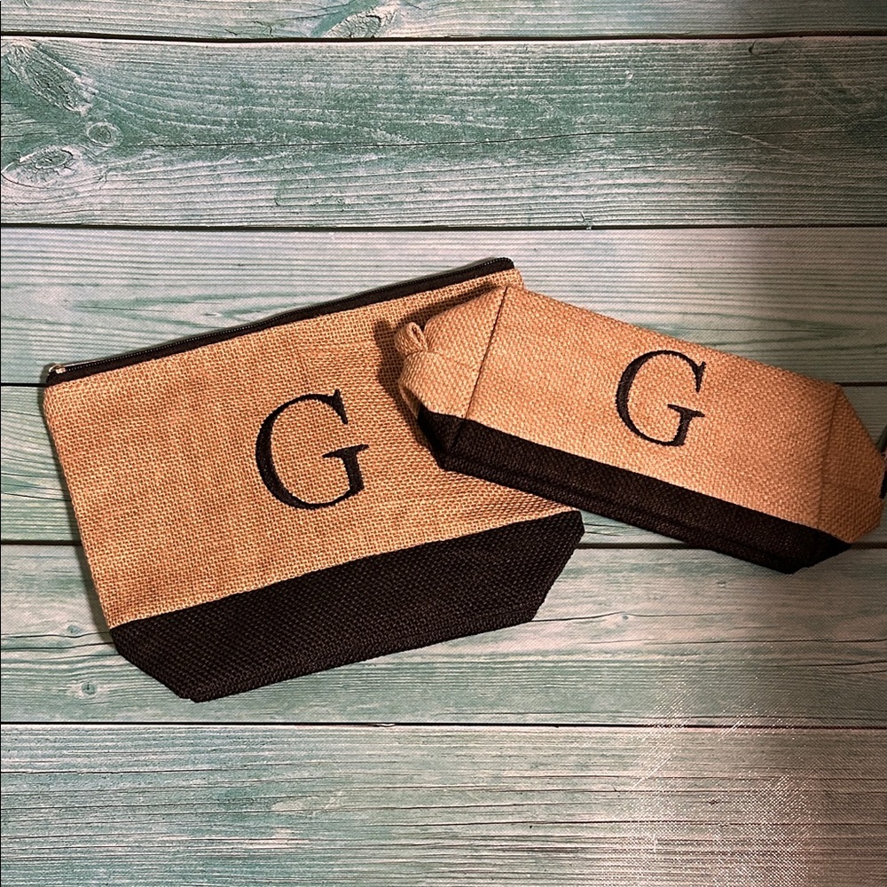 Stylish Tan and Black women’s or Men's Zippered Bag Set